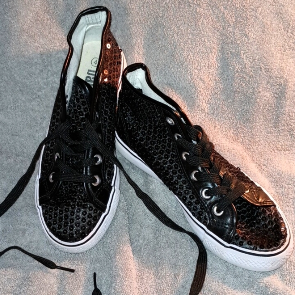 Sequin black dance sneakers